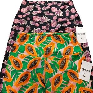 NWT Fused Hawaii Pineapple & Papaya Prints High Waist Leggings Size‎ L